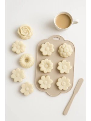 Silikon Kek ve Çikolata Kalıbı 6’lı Krem Renk Pasta Tatlı Muffin Kalıbı