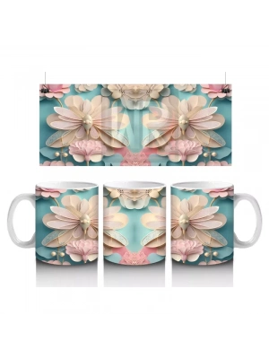 Simetrik Rölyef Kelebek Deseni – Baskılı Kupa