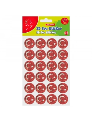 Simli Eva Sticker Ay Ve Yıldız 24lü Sticker