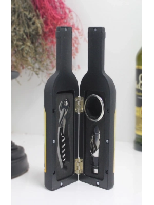 Şişe Tirbuşon Seti Küçük Boy Siyah Renk