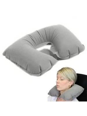 Şişme Seyahat Yastığı Gri Lacivert