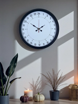 ® Siyah 40 Cm Metal 24 Saat Göstergeli Özel Tasarım Duvar Saati