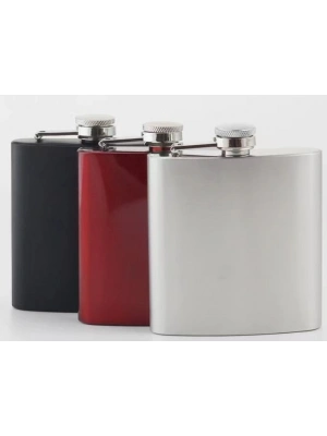 Siyah 6 oz Çelik Cep İçki Kanyak Matarası