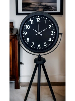 ® Siyah Asil Standart Stil Tripod Ayaklı Saat