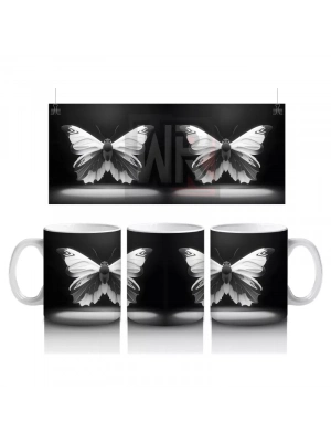 Siyah Beyaz Zarif Kelebek İkilisi – Baskılı Kahve Kupası