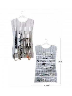 Siyah Çizgili Elbise Şeklinde Çift Taraflı Takı Organizeri