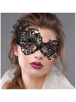 Siyah Dantel İşlemeli Parti Maskesi