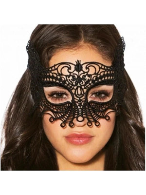 Siyah Dantel Kesim Parti Maskesi