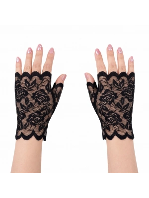 Siyah Dantel Parmaksız Kısa Eldiven