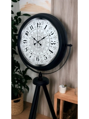 ® Siyah Desenli Şık Tripod Ayaklı Saat