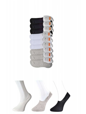 Siyah Gri ve Beyaz Erkek Babet Çorap 9 çift