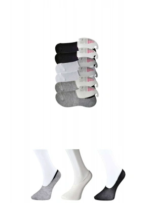 Siyah Gri ve Beyaz Kadın Babet Çorap 6 çift