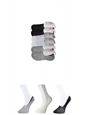 Siyah Gri ve Beyaz Kadın Babet Çorap 6 çift