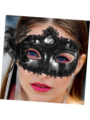 Siyah Işıltılı Tutmalı Fotoğraf Çekimi Maskesi