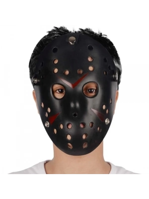 Siyah Kırmızı Çizgili Jason Hannibal Maskesi