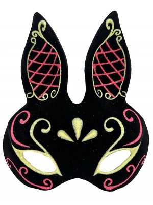 Siyah Kırmızı Gold Tavşan Maskesi