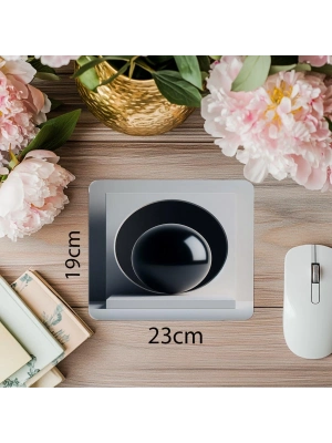 Siyah Küre Temalı Minimalist Mousepad - 19x23 cm 2 mm Dikdörtgen İthal Baskılı Mouse Pad