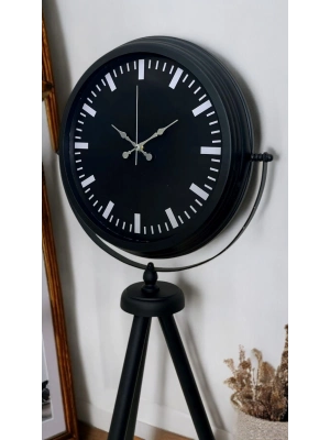 ® Siyah Lüks Sade Tripod Ayaklı Saat