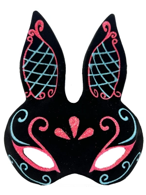 Siyah Mavi Kırmızı Tavşan Maskesi
