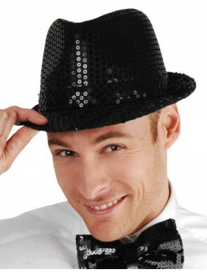 Siyah Payetli Fötr Şapka Yetişkin Boy