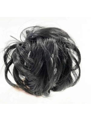 Siyah Renk Düz Model Hazır Telli Saç Şeklinde Peruk Postiş Toka