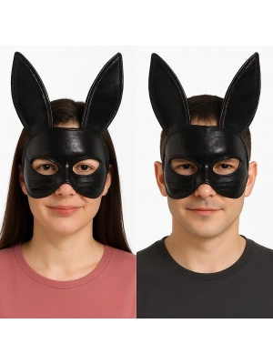 Siyah Renk Kumaş Malzemeden İmal Eva Tavşan Maskesi 19x15 Cm