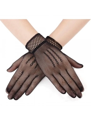 Siyah Renk Likralı File Eldiven Parmaklı Örgü Eldiven Yetişkin Boy