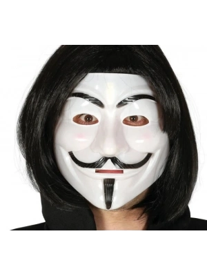 Siyah Renk Takma Kısa Saç ve V For Vendetta Maskesi Anonymous Maskesi