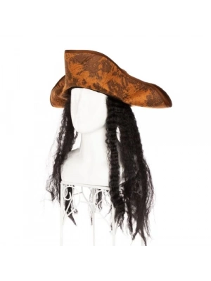 Siyah Saçlı Kaptan Korsan Şapkası