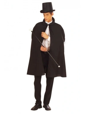 Siyah Sihirbaz Pelerini 120 Cm Ve Sihirbaz Şapkası 12 Cm Yetişkin Boy