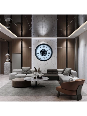 ® Siyah Şık 60 Cm Çarklı Duvar Saati