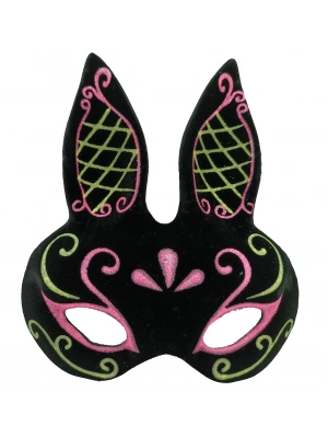 Siyah Süet Kaplama Tavşan Maskesi