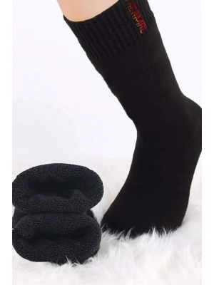 Siyah Termal Kalın Kışlık Havlu Çorap Erkek Kadın Unisex Pamuk