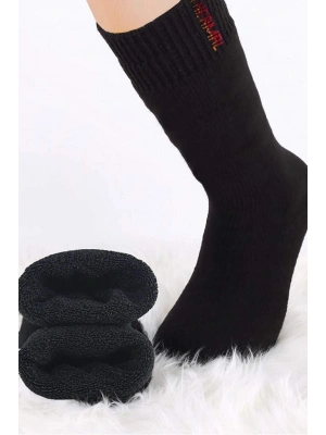 Siyah Termal Kalın Kışlık Havlu Çorap Erkek Kadın Unisex Pamuk