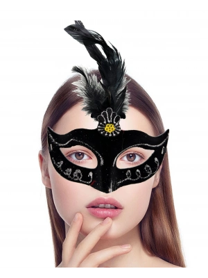 Siyah Tüylü Süet Parti Maskesi