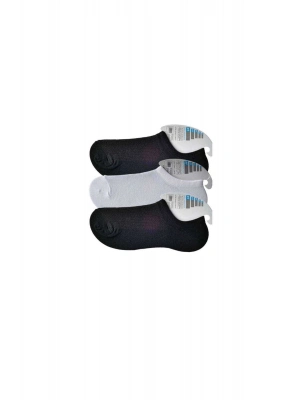 Siyah ve Beyaz Erkek Görünmez Çorap 3 çift