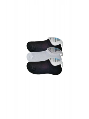 Siyah ve Beyaz Erkek Görünmez Çorap 3 çift