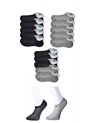 Siyah ve Gri Erkek Görünmez Çorap 15 çift