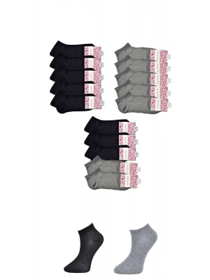 Siyah ve Gri Kadın Bilek Çorap 15 çift