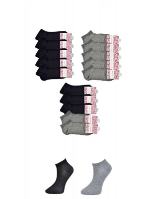 Siyah ve Gri Kadın Bilek Çorap 15 çift