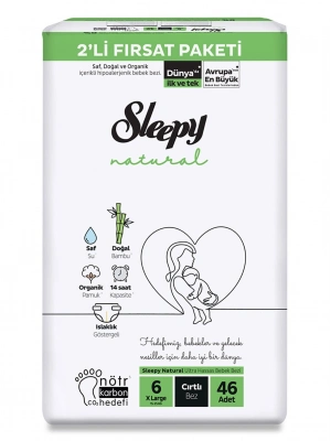 Sleepy Natural Bebek Bezi 2Li Fırsat Paketi 6 Beden 15-25 Kg 46 Adet