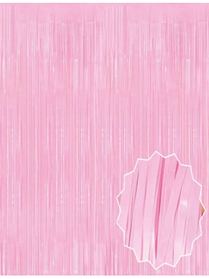 Soft Pembe Püsküllü Kapı Perdesi - Parti, Baby Shower, Cinsiyet Partisi 1x2 M