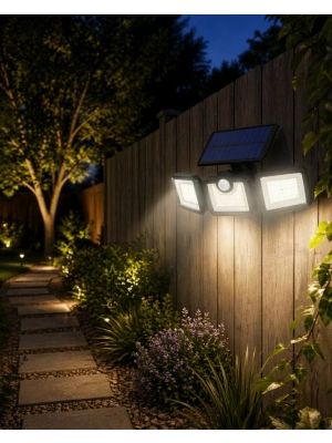 Solar LED Projektör Sensörlü Dış Mekan Güvenlik Lambası
