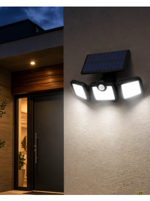 Solar Sensörlü LED Projektör Hareket Algılayıcılı Güneş Enerjili Bahçe Lambası Dış Mekan Aydınlatma