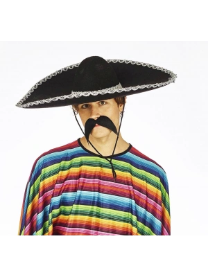 Sombrero Meksika Şapkası Mariachi Gümüş Şeritli Yetişkin Boy