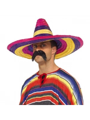 Sombrero Meksika Şapkası Renkli Örme Hasır Yetişkin Boy