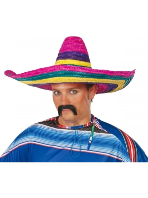 Sombrero Meksika Şapkası Renkli Örme Hasır Yetişkin Boy