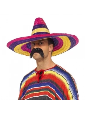Sombrero Meksika Şapkası Renkli Örme Hasır Yetişkin Boy