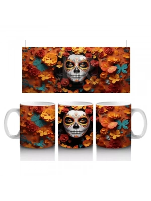 Sonbahar Yaprakları Arasında Kafatası – Hediyelik Kahve Kupası