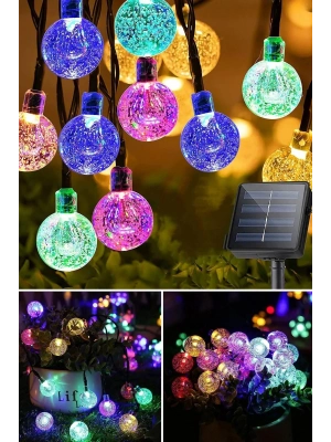 ®  10 Metre 50 Top Güneş Enerjili Solar Led Işık Dekoratif Rgb